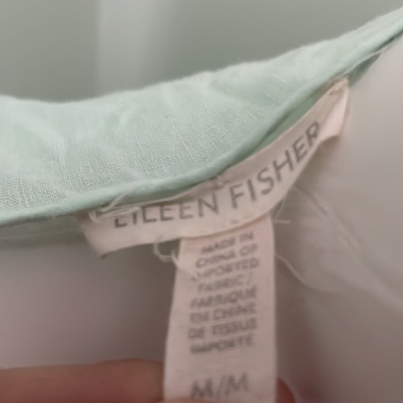 Eileen Fisher Mint Green 100% Organic Linen Long Sleeve Button Down Shirt Medium - Picture 7 of 7